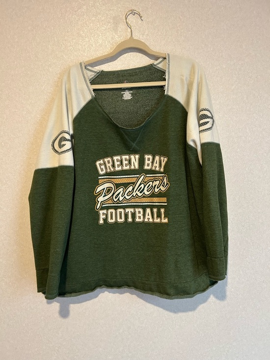 Majestic Tops - Women’s Plus Size Green Bay Packers Long Sleeve Jersey Shirt, Size 2X